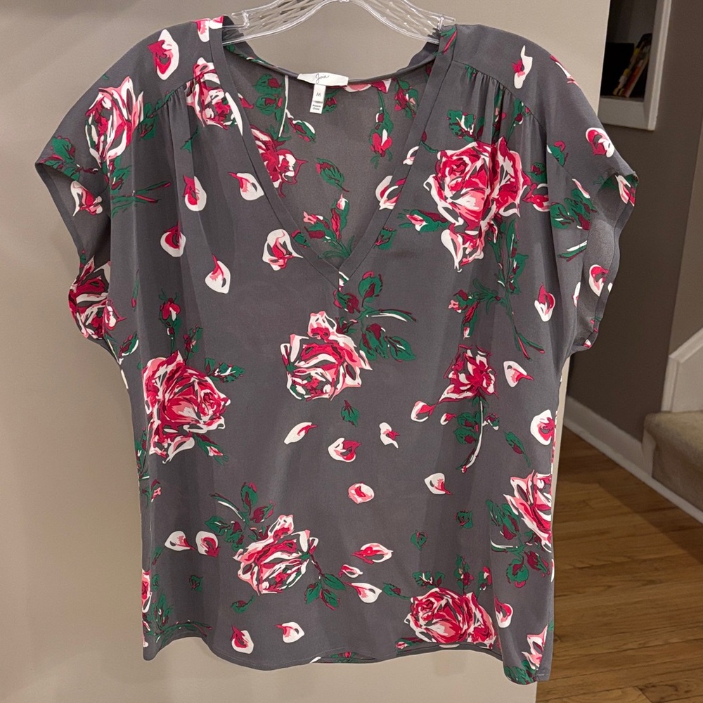 Joie McKenna Floral Silk Blouse Size Medium Lightweight Romantic Chic Top